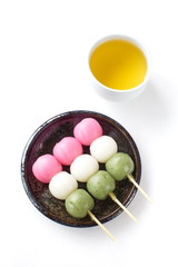 Dango japanese dumpling and sweet made from rice flour