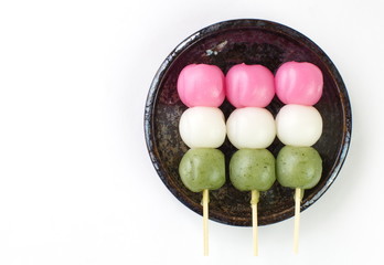 Dango japanese dumpling and sweet made from rice flour