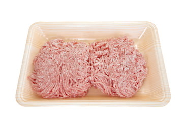 Fresh minced pork in supermarket plastic pack