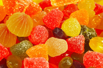 Background of colorful jujube and sweets close up