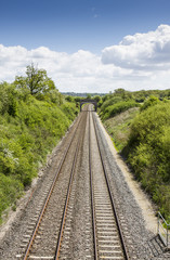 Fototapeta na wymiar Two railway tracks viewed from above