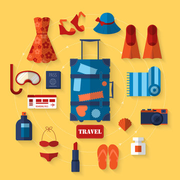 Flat icons for summer holiday
