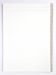 Open notebook with striped on white background