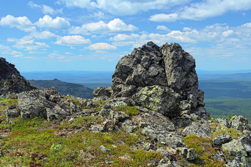 Rock on the Third Bugor Mount in Northern Ural Mountains