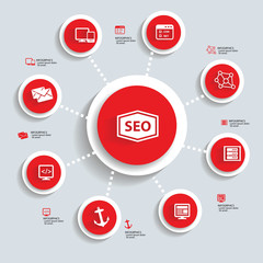 SEO Infographics design,red version,vector