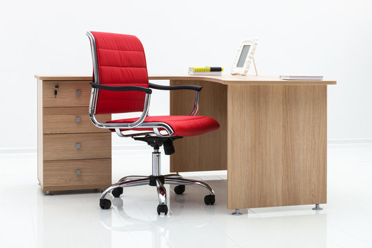 table and red chair