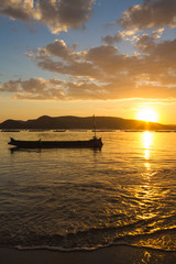 Fish boat at sunrise in Asia