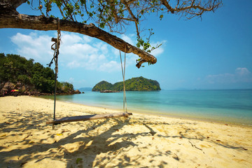 swing on beach and sea