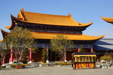 Obraz premium Three buddhist pagodas in Dali old city, Yunnan province, China