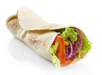 Tuinposter Wrap with meat and vegetables © Mara Zemgaliete