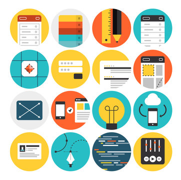 Web Design And Development Flat Icons