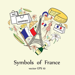 Stylized heart with symbols of France