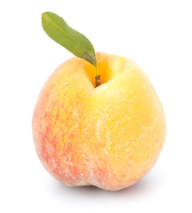 Ripe peach fruit isolated on white background