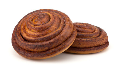 Cinnamon buns isolated on white background