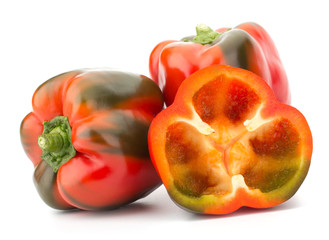 Bell peppers isolated on white background closeup