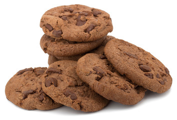 Chocolate pastry cookies isolated on white background