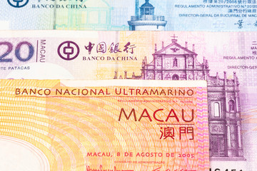 Macau pataca money banknote close-up