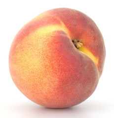 Ripe peach fruit isolated on white background