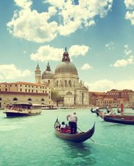 Fototapeta premium Canal Grande i Bazylika Santa Maria della Salute, Wenecja, Włochy