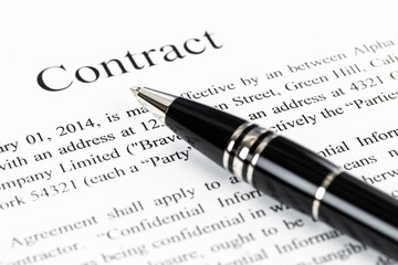 Business contract document focus on pen