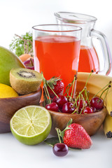 A healthy multivitamin juice of various fruits and vegetables