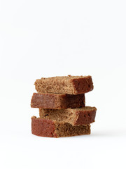 Stack of fresh baked gingerbread isolated on white