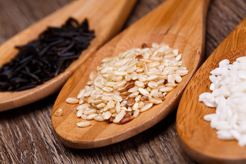 White, wild and brown rice