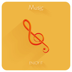 Abstract Colorful Musical Note Isolated On Color Background