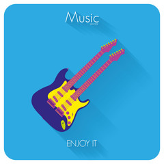 Abstract Colorful Electric Guitar Isolated On Color Background