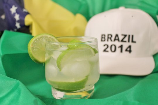 Caipirinha cocktail with limes