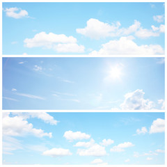Kollage mit schönen Himmel Hintergründen
