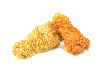 Golden brown fried chicken drumsticks