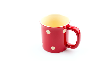 Red mug isolated white background