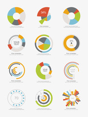 Set of info-graphic pie charts