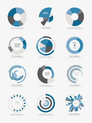 Set of info-graphic pie charts