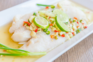 Steamed basa fish