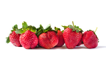Fresh red ripe strawberries on white background