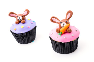 Easter cupcakes isolated white background