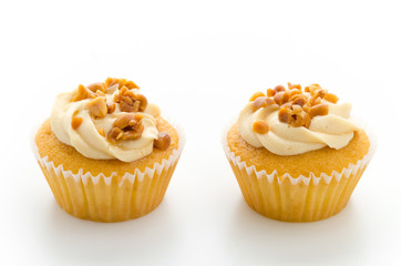 Nuts cupcake isolated on white background