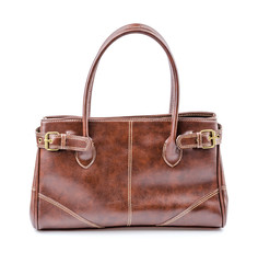 Woman leather bag isolated white background