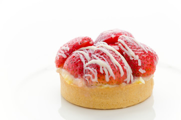 Strawberry tart isolated on white