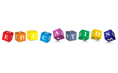 Word EDUCATION written with alphabet blocks