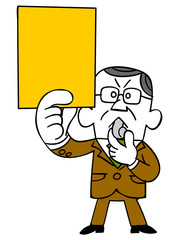 イエローカードを出す中年ビジネスマン