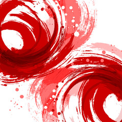 Square abstract vector background. Red. Artistic brush strokes a