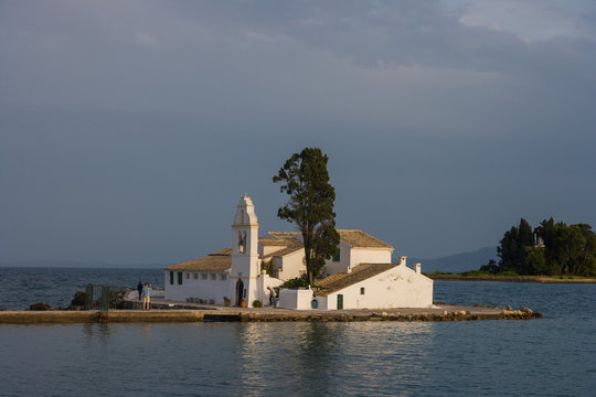 scene of Vlacherna monastery, Kanoni, Corfu