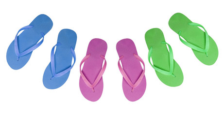 colorful beach shoes isolated on white