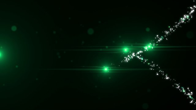 Atmospheric Background with green duos particles