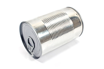 Closed tin can  isolated on white