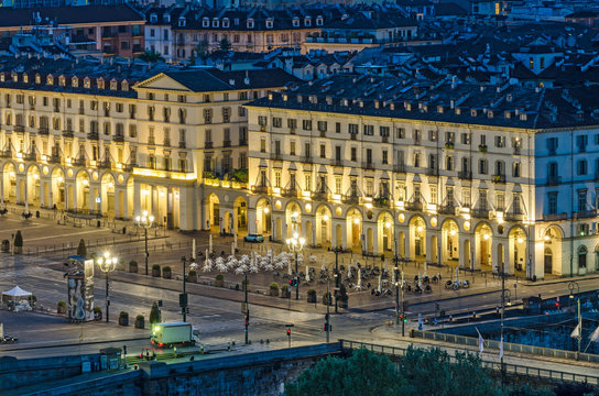 Tirage Albuminé Vintage - Turin, Piazza Vittorio Emanuele, Italie (circa 1880)