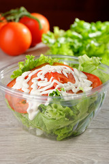Salad in takeaway container